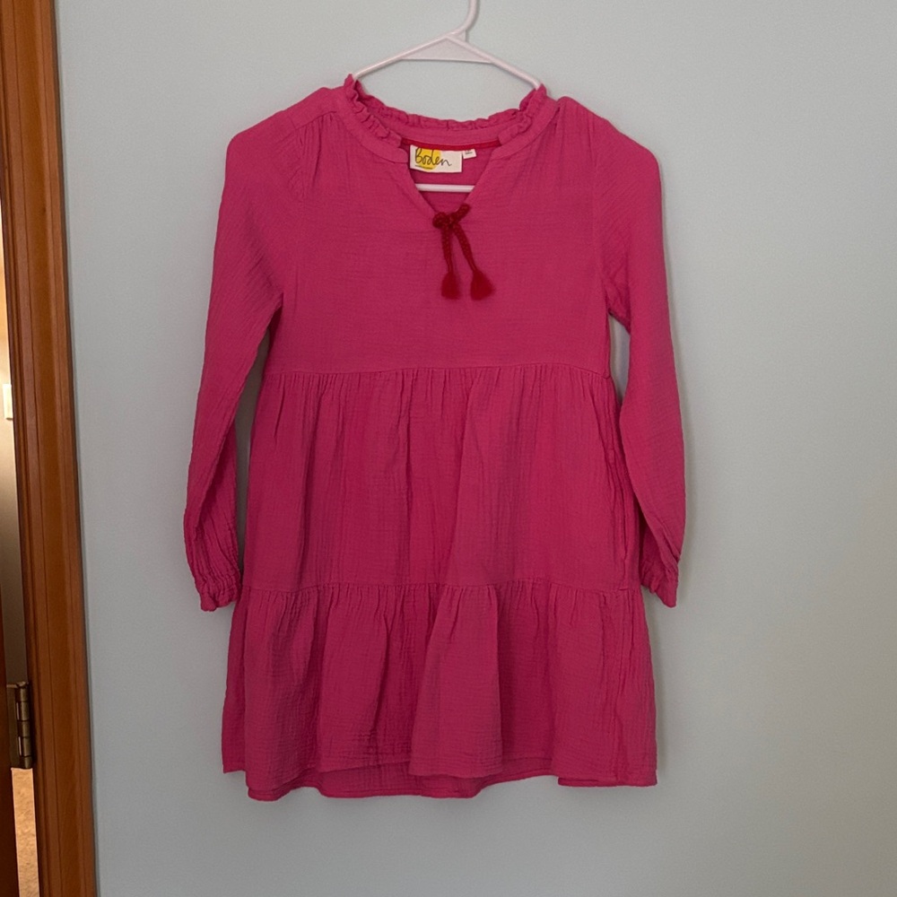 Boden Fuchsia Long-Sleeve Kids Dress